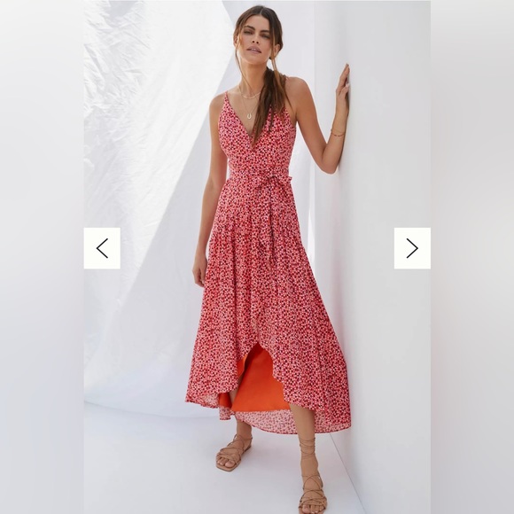 ANTHROPOLOGIE HUTCH Flutter Wrap Midi Dress LARGE - Picture 6 of 13